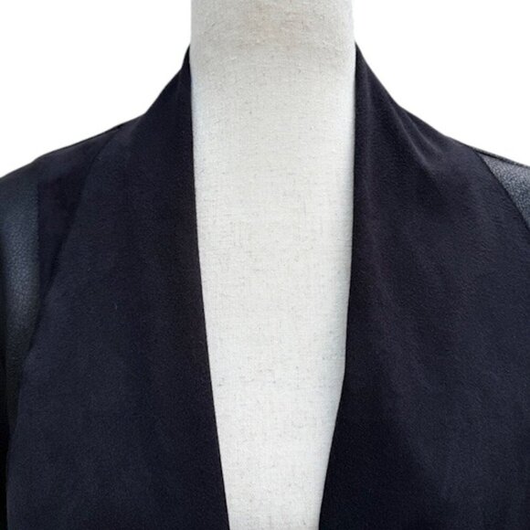 ME Made in France Mix Fabric Faux Suede/Leather Open Front Cardigan T3/US L NWOT - Picture 4 of 14